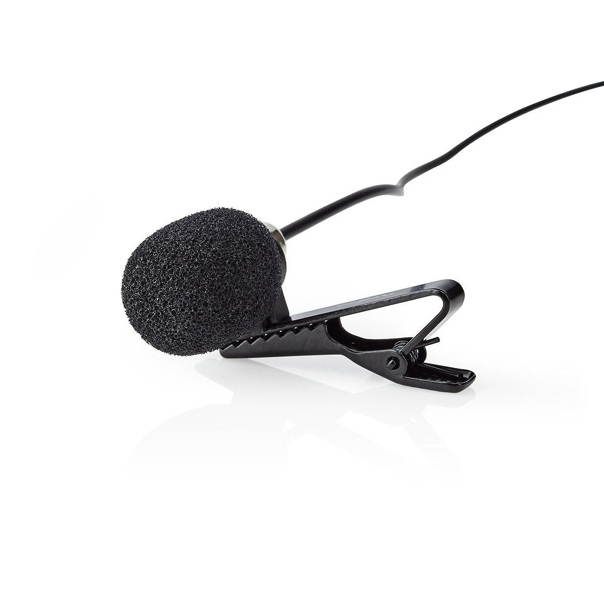 Nedis 3.5mm Lavalier Microphone, Wired Omnidirectional Clip On Lapel Mic with Audio Splitter and Travel Pouch, for Video Call Podcast Ga...