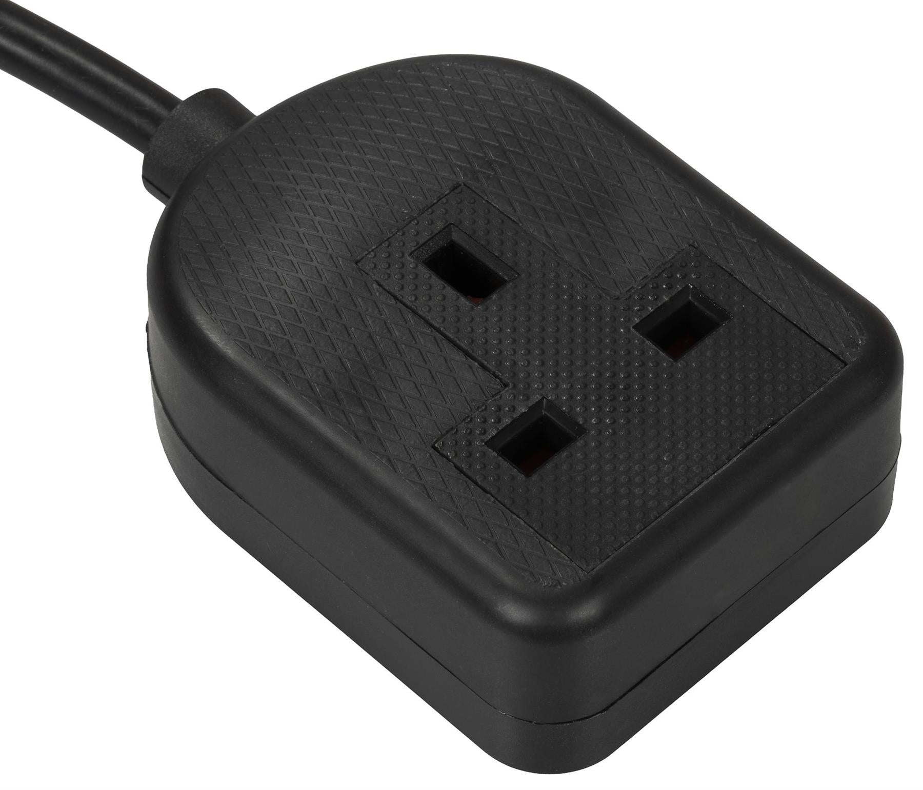 1 Gang 10m High Impact ABS Mains Extension Lead Socket 13A - Black