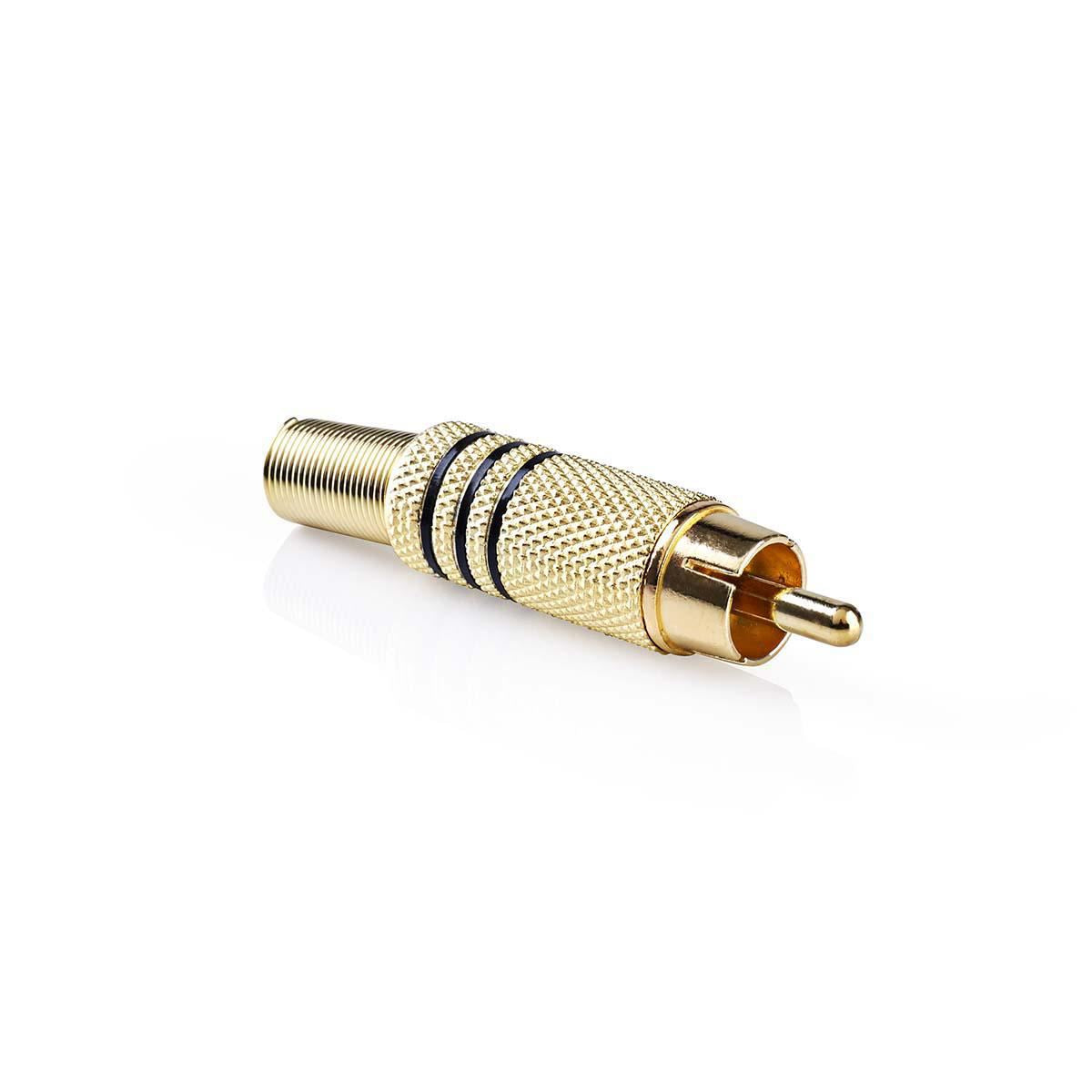 Nedis RCA Connector | Straight | Male | Gold Plated | Solder | Cable input diameter: 7.0 mm | Metal | Black | 10 pcs | Envelope