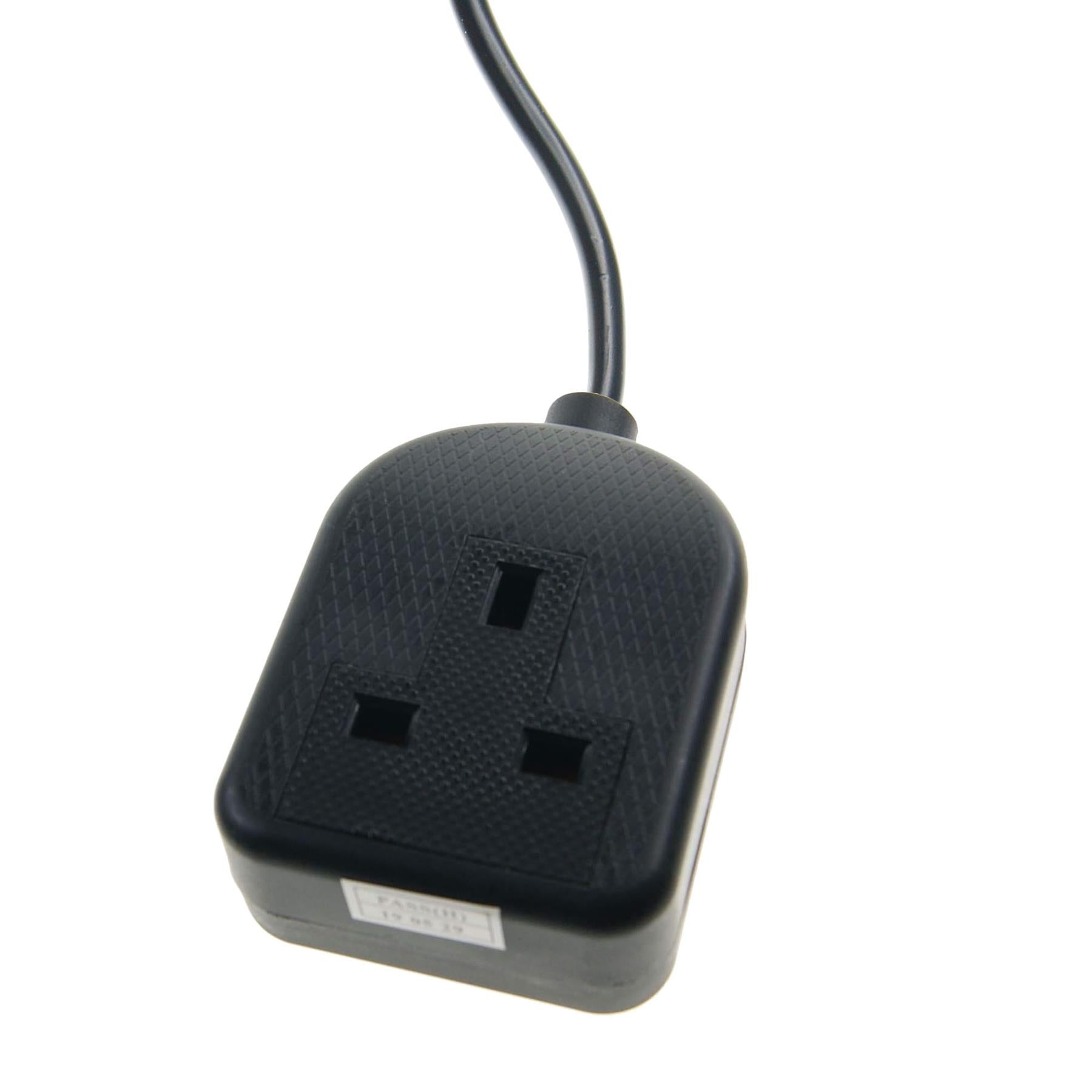 Euro EU French 0.8m Schuko Plug to 1 Gang Black 13A UK Socket Hybrid Generator Adapter Fly Lead for Caravan Motor Home