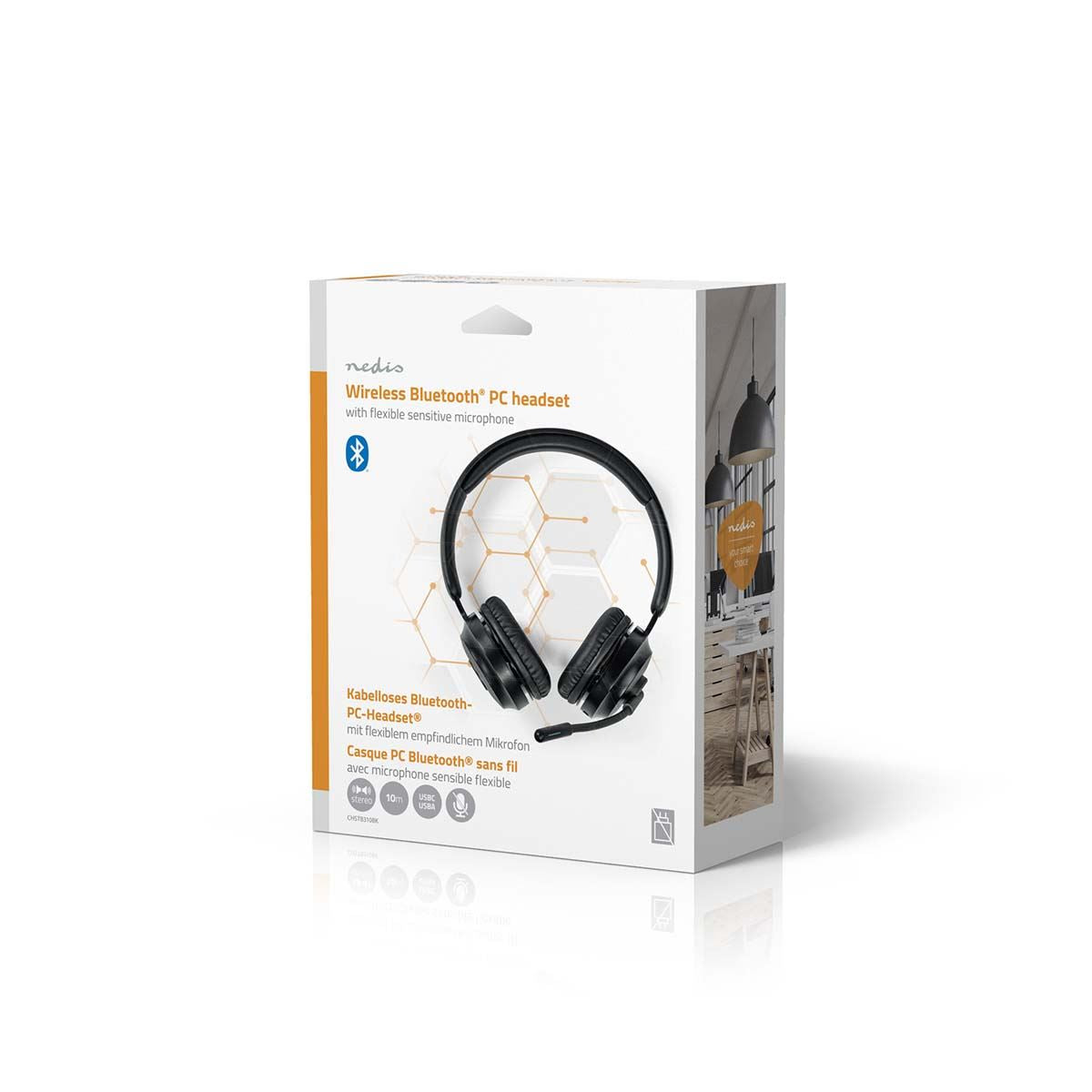 Nedis PC Headset | On-Ear | Stereo | Bluetooth | Fold-Away Microphone | Black