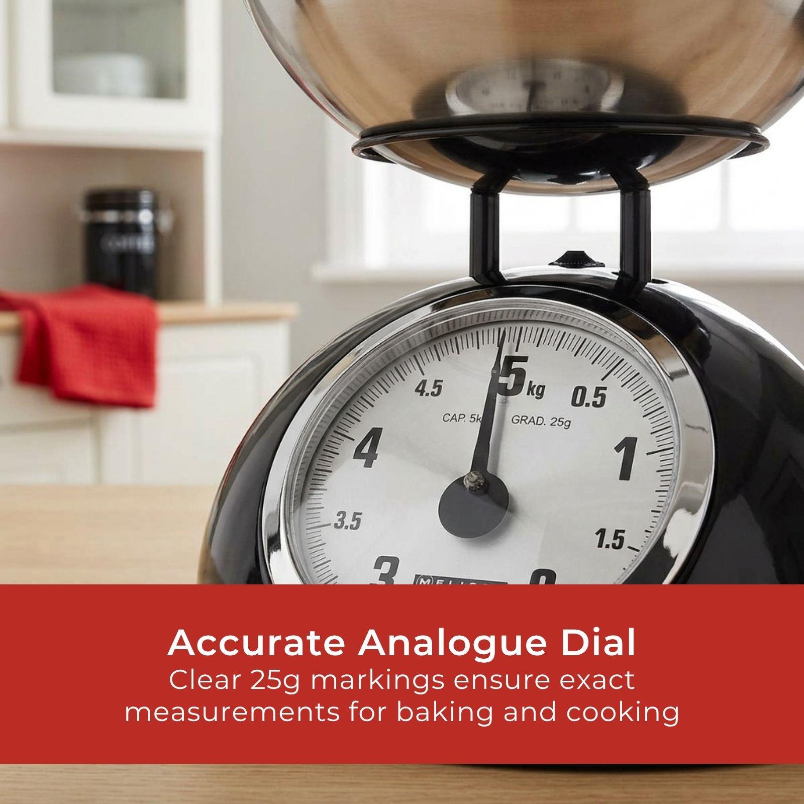 MELISSA Retro Traditional Vintage Metal Mechanical Weight Baking 5kg Kitchen Scale Black