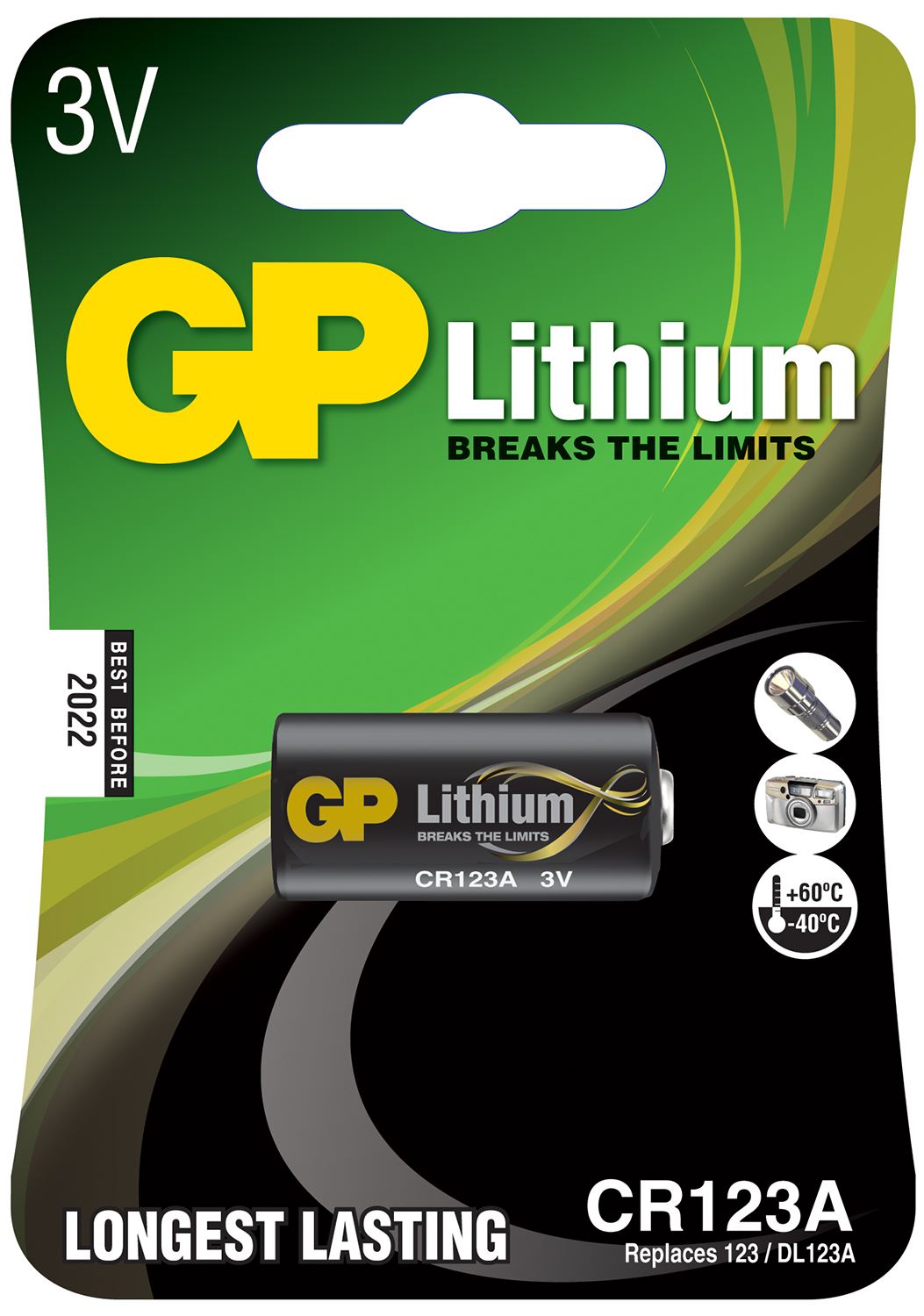 Gp CR123A Battery Lithium Photo Cell 3V Single
