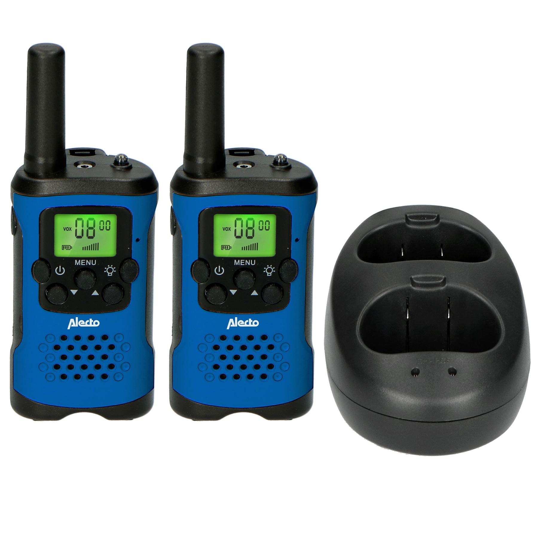 Alecto Walkie-Talkie Set | 2 Handsets | Up to 7 km | LCD | Frequency channels: 8 | VOX | up to 3 Hours | Black / Blue