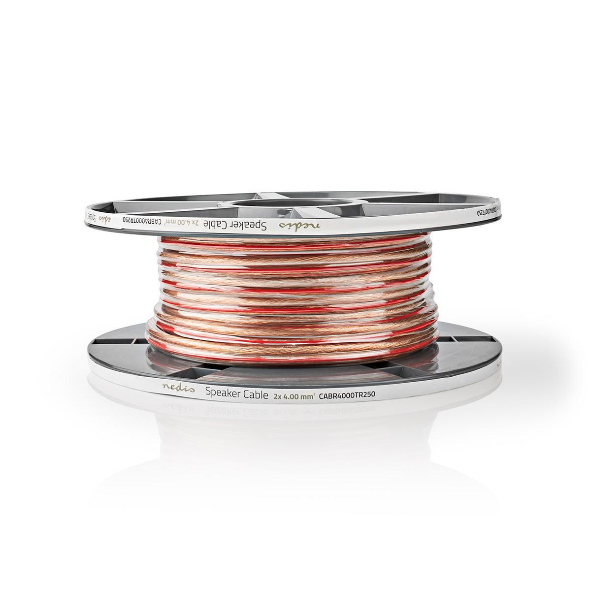 Nedis Speaker Cable | 2 x 4.00 mm² | Full Copper| 25.0 m | Round | PVC | Transparent | Reel