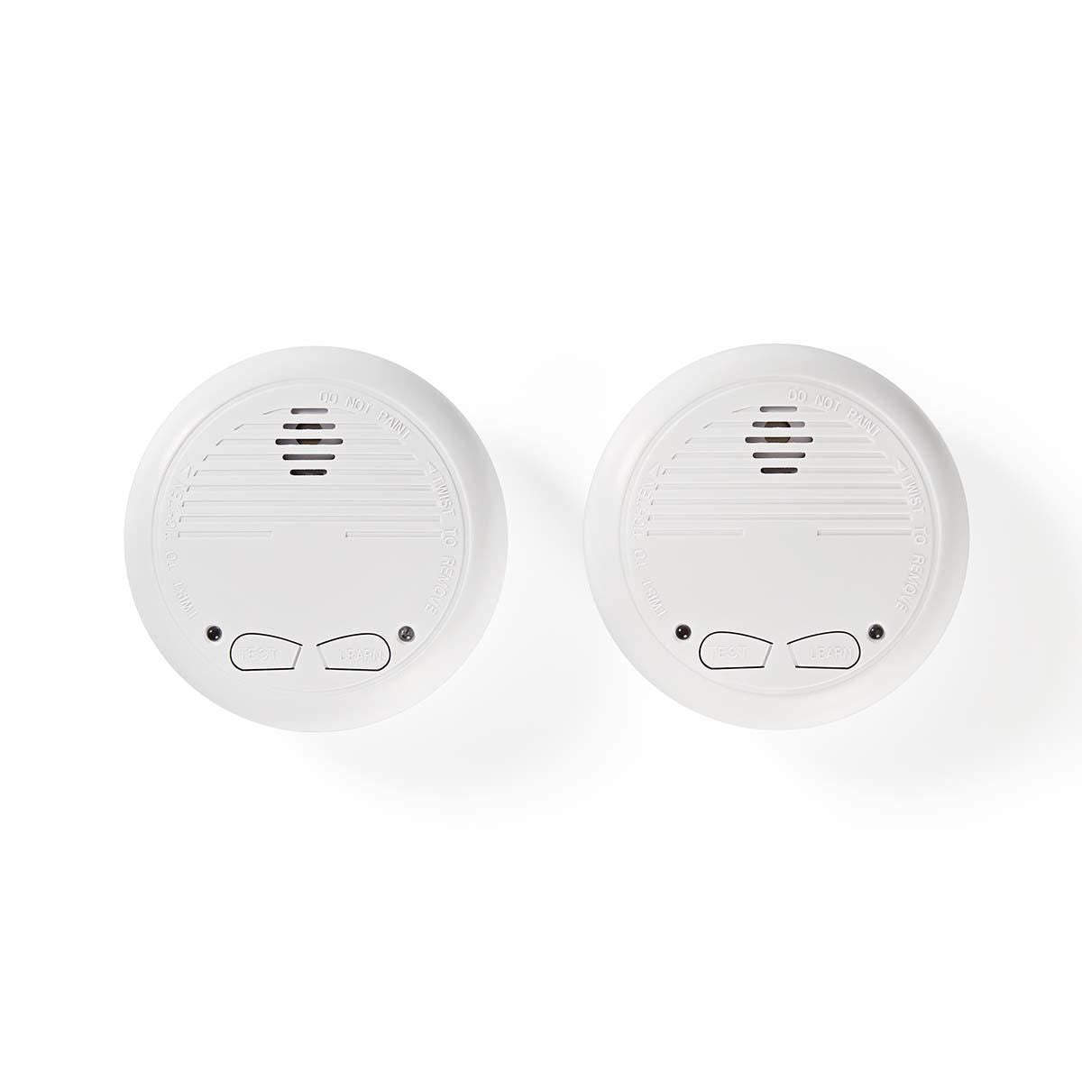 Nedis Smoke Detector 2 Pack Inter-Connectable Wireless Battery Operated Photo Electric Fire Alarm EN14604 433Mhz Batteries Included
