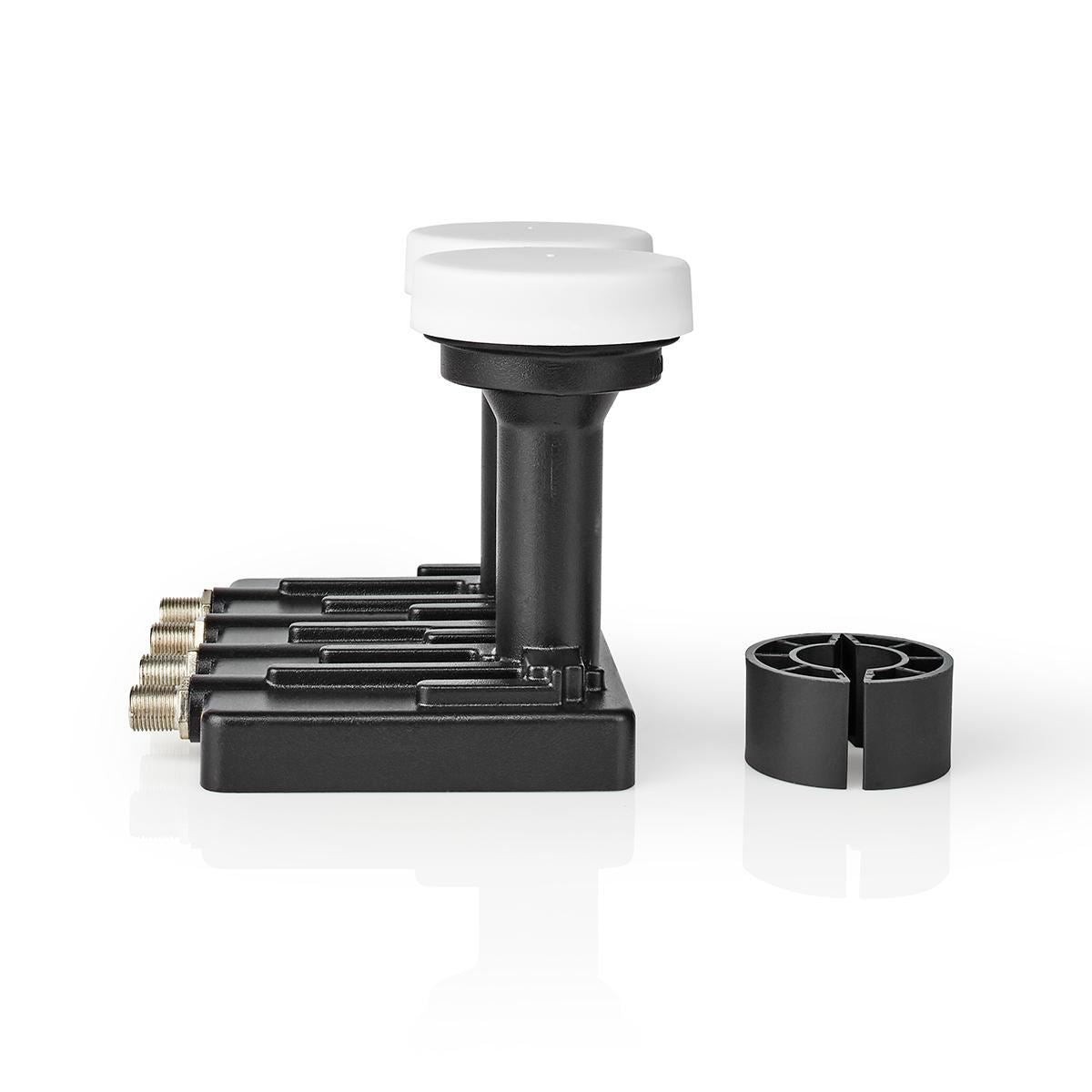 Nedis LNB | Quad Monoblock 6.0° | Output connection: 4x F-Connector | Noise figure range: 0.85 dB | Conversion gain: 52 - 67 dB | Black | Suitable for: Astra+ / Hotbird