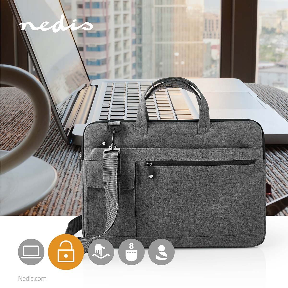 Nedis Notebook Bag | 15 - 16" | Wearing belt | 8 Compartments | 30 mm | 285 mm | 410 mm | Polyester