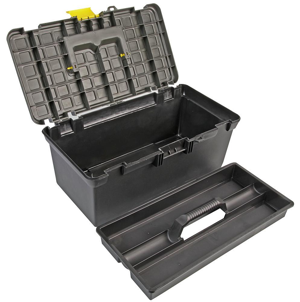 Ex-Pro 16" Plastic Portable Storage Tool Box With Removable Tray & Carrying Handle