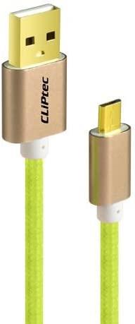 CliPtec Heavy Duty Micro USB Charging Cable Braided Fast Phone Charger Long Lead 1m - Green