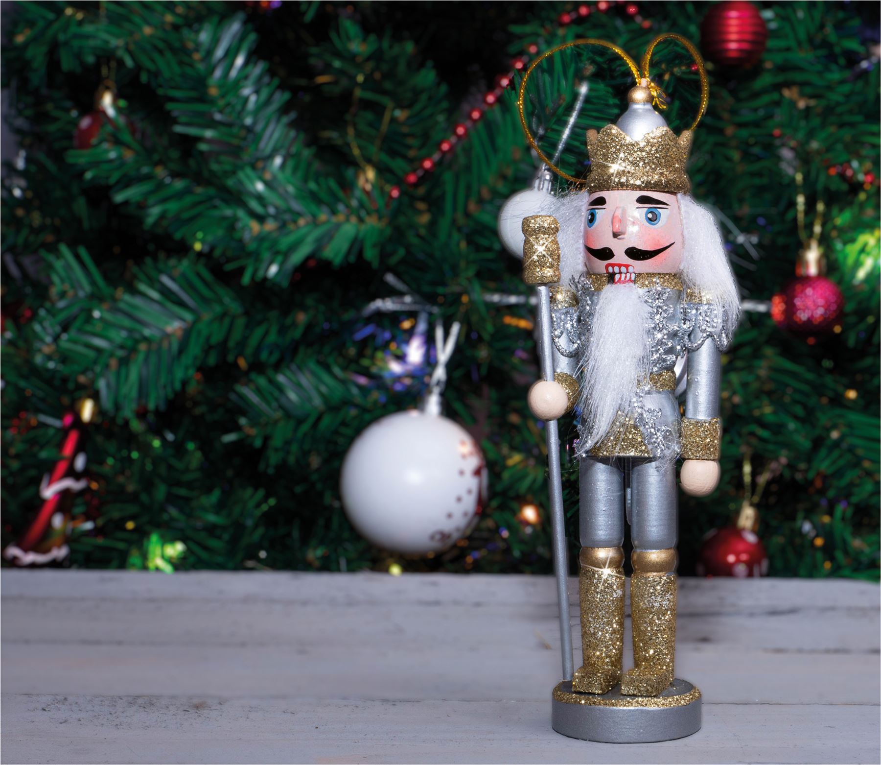 Glitter Nutcracker Hanging Christmas Tree Decoration - Gold