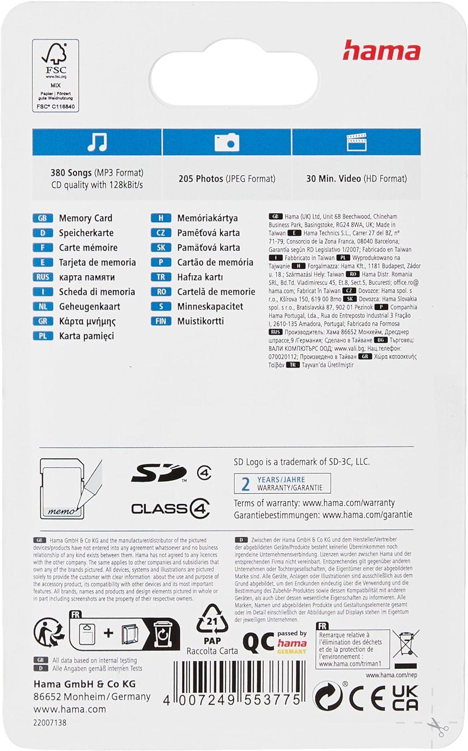 Hama SD High Speed Secure Digital Memory Card 2 GB