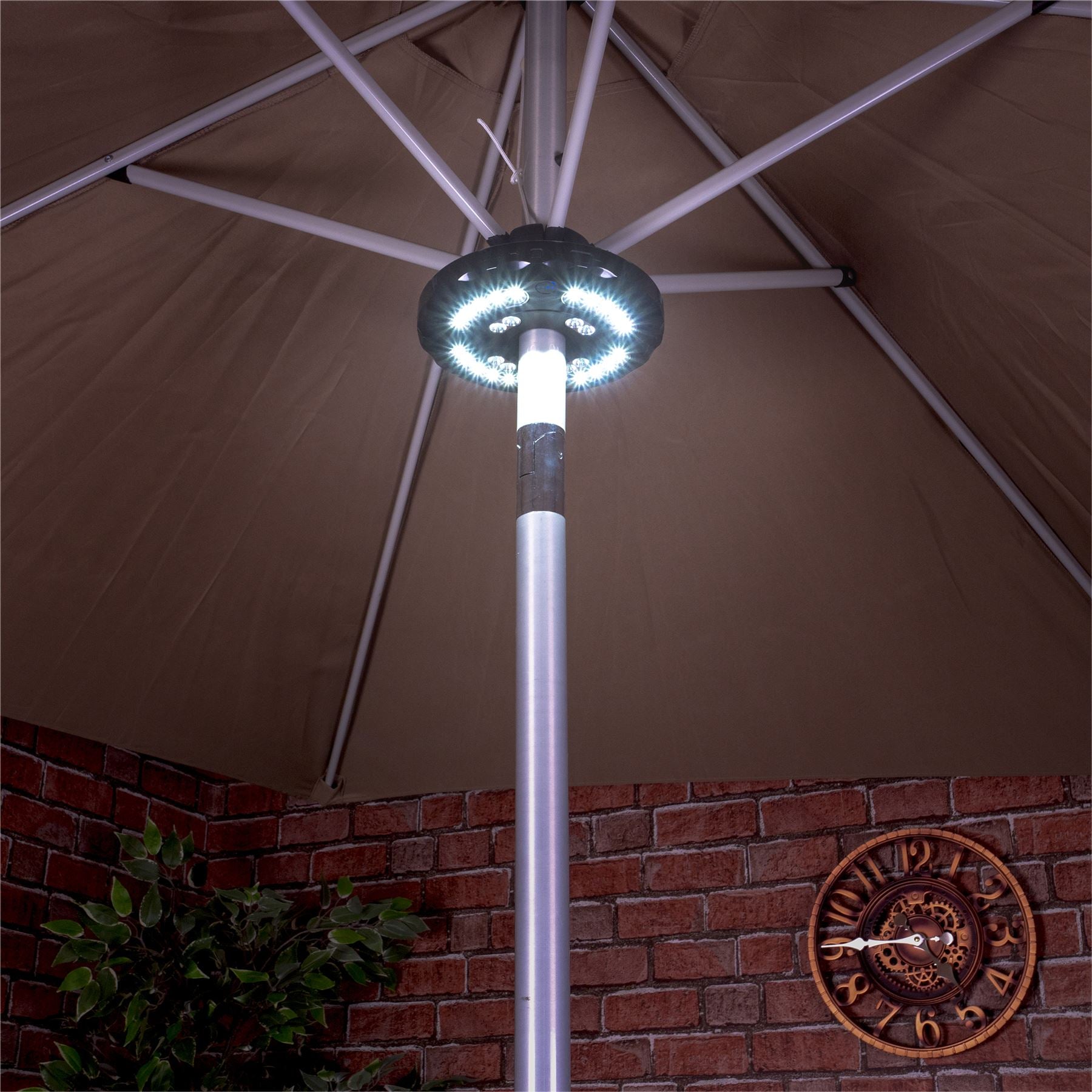 Battery Powered Parasol Light Umbrella Wireless Outdoor 28 LED Hook Clamp Bright