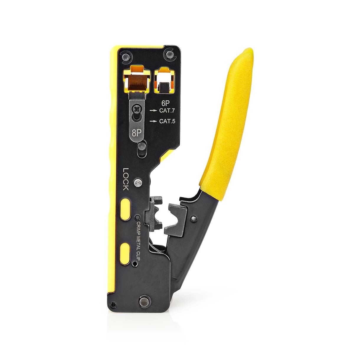 Nedis Crimp pliers | CAT5 / CAT5e / CAT6 / CAT6a / CAT7 / RJ12 / RJ45 | Cutting / Plier / Stripping | Rubber / Steel | Black / Yellow