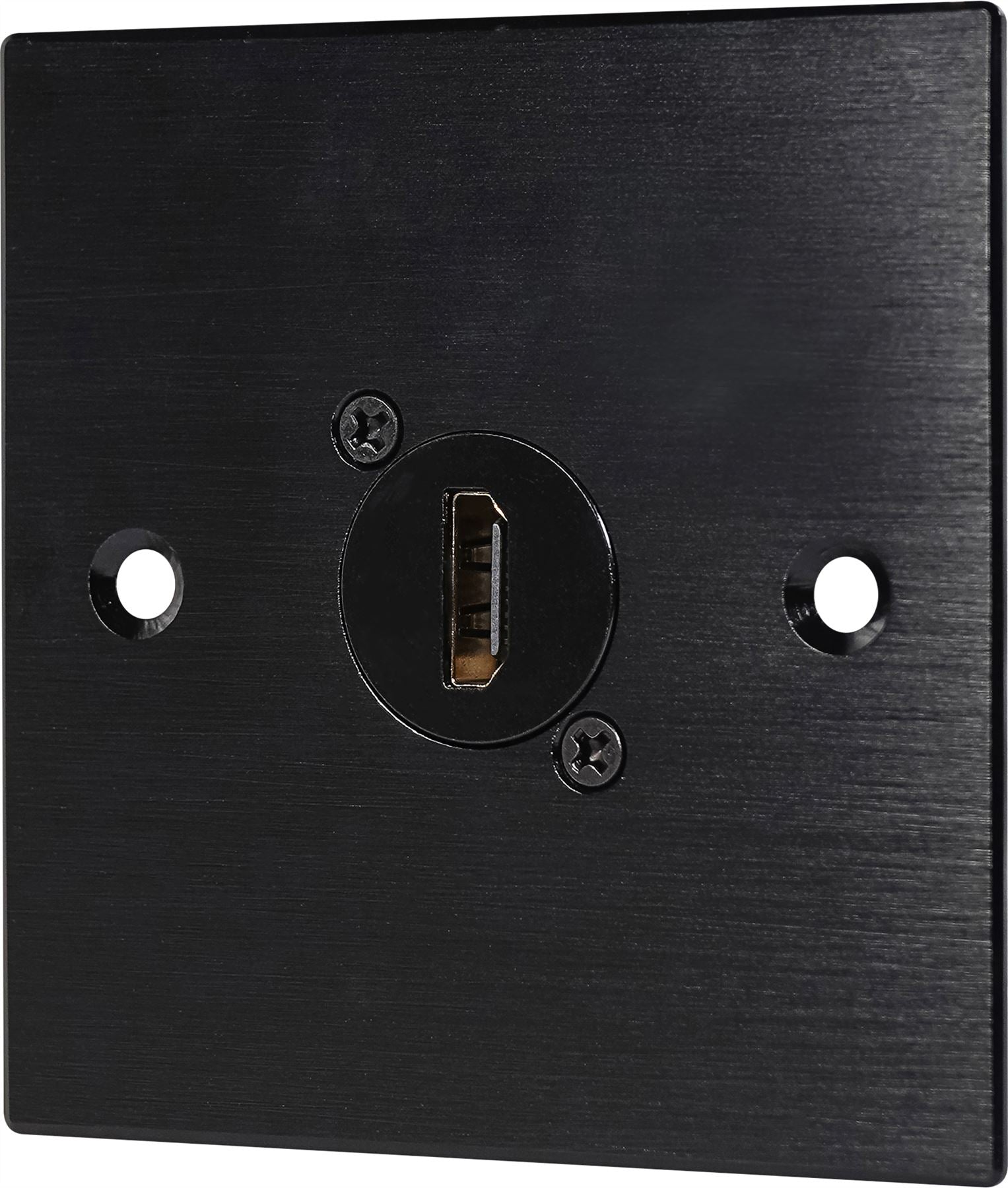 Black Wall Face Plate Electrical AV Slim Series 1 x HDMI 90 Degree Feedthrough Wall Plate Metal