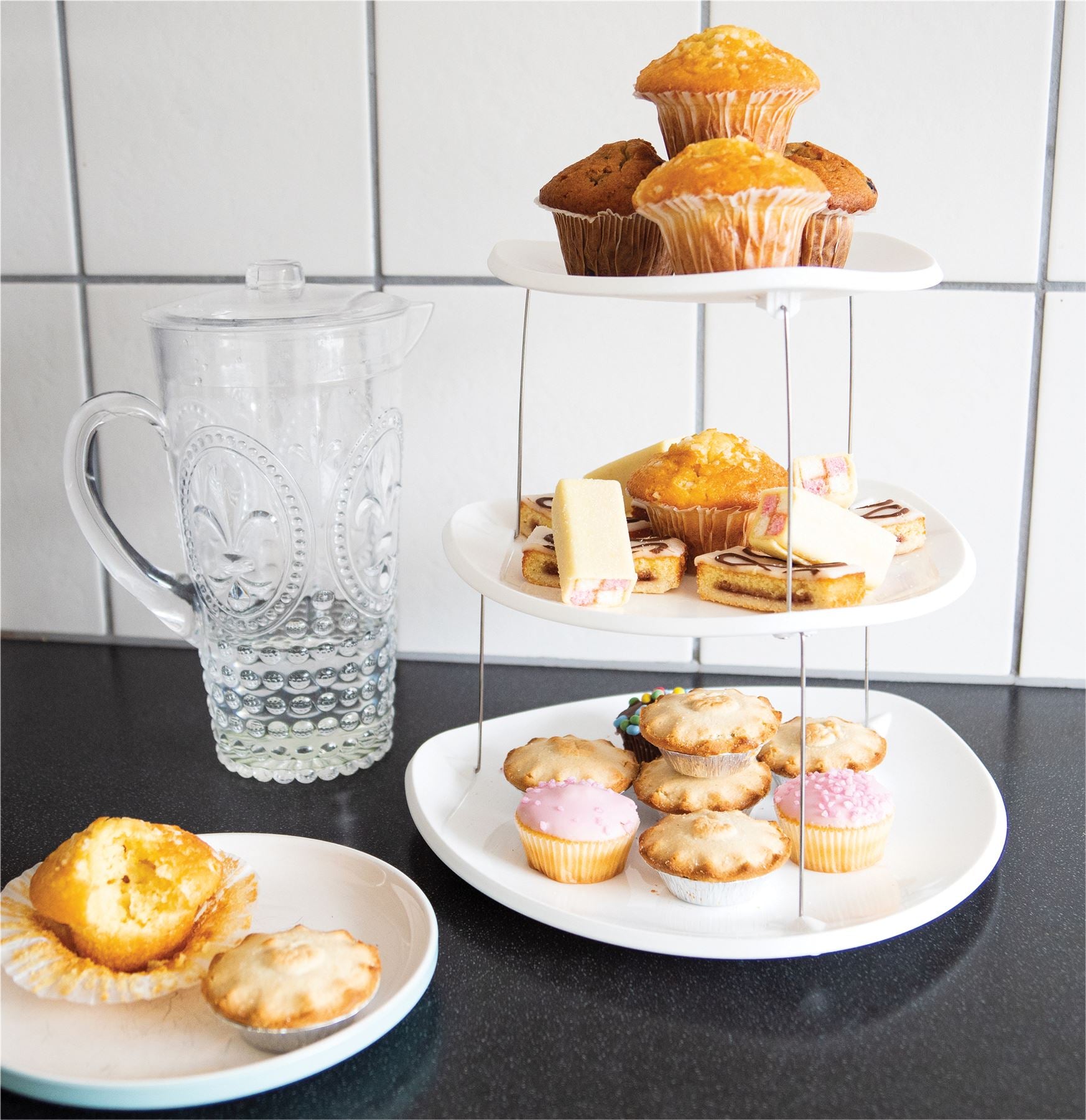 3 Tier Cake Stand Afternoon Tea Kids Party Wedding Muffin Cupcake Twist-Fold Away