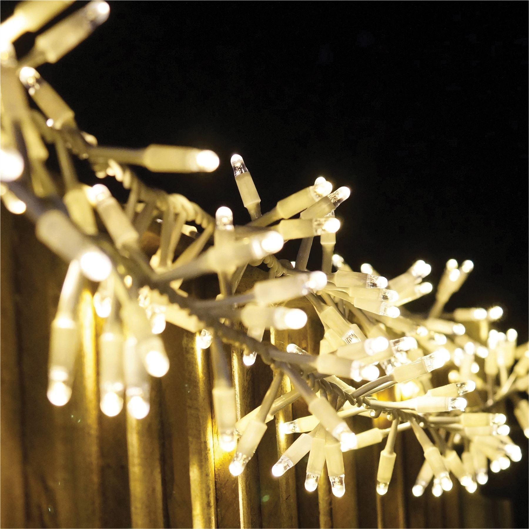 5m Easy-Connect Warm White 250 LED Cluster String Lights With Interconnectable White Rubber Cable