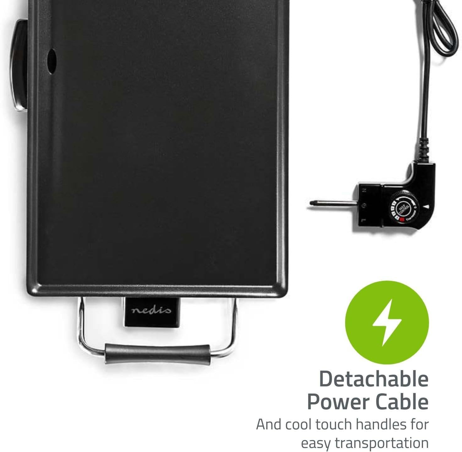 MELISSA lectric Teppanyaki Grill Plate, Large Non-Stick Table Top Griddle with 47.5cm x 26.5cm Hot Plate, Adjustable Temperature Control and Drip Tray, 2000W - Black