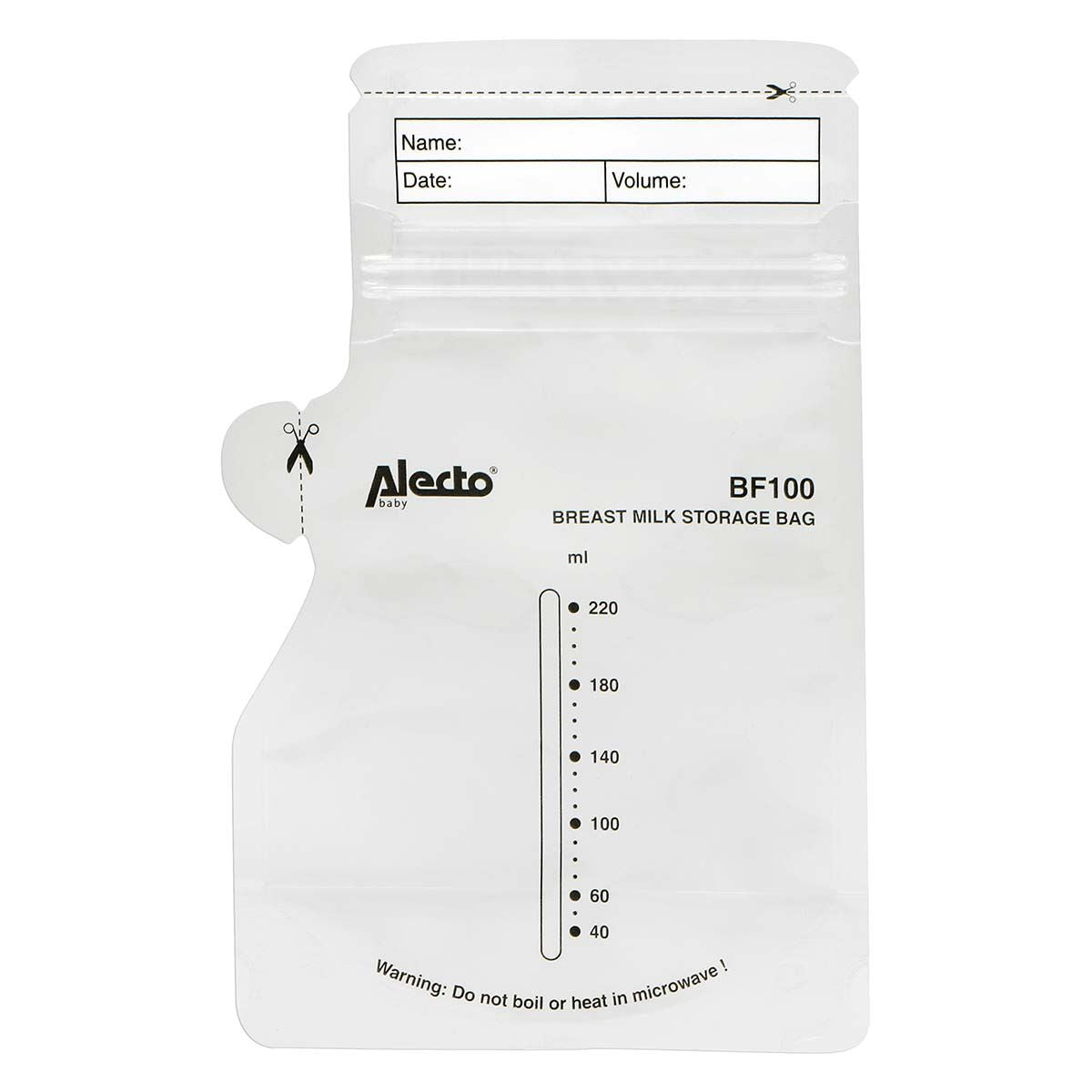Alecto Breast Milk Storage Bag, 250ml No Leak Milk Storage Bags, Store Flat or Standing, Pre-sterilised, BPA Free Breastmilk Storage Bag with Pour Spout for Freezer