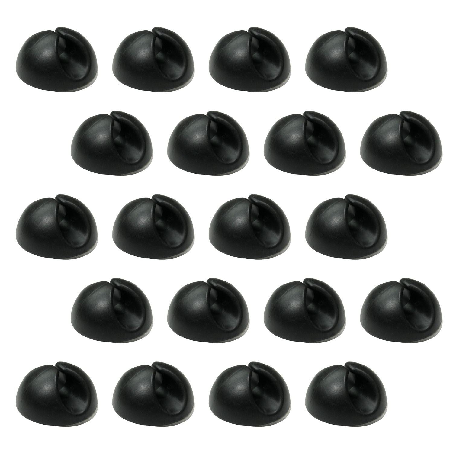 Ex-Pro 20 Pack Single Cable Desk Tidy Clips, Self Adhesive Cord Holder Clips for USB Power Wire PC Office Home, Black