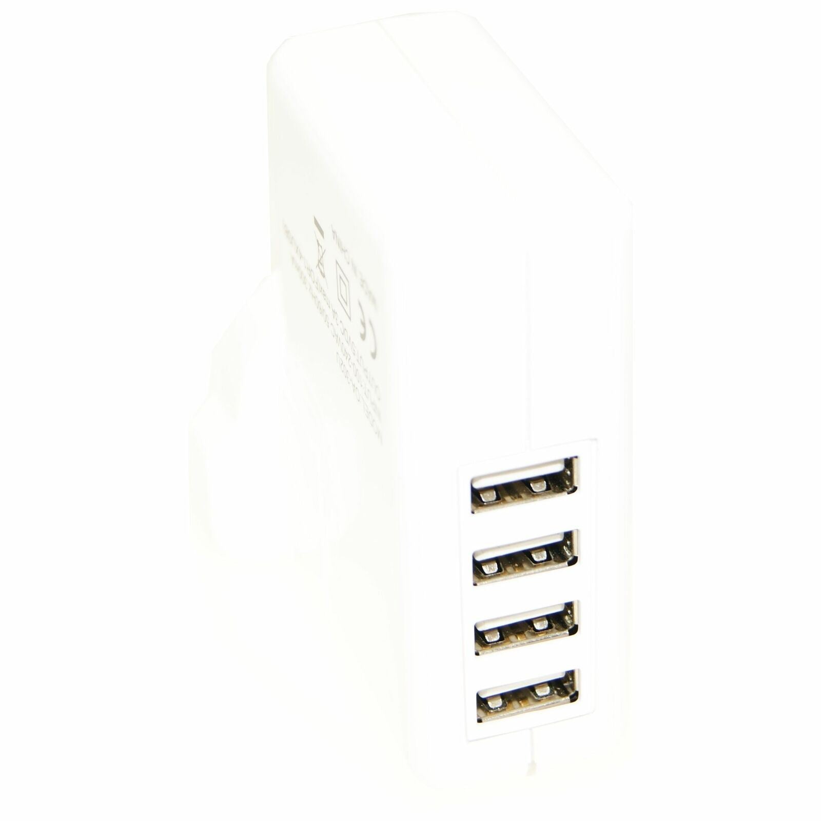 Ex-Pro 4 Port USB Mains Charger Kit with UK/USA/EU Mains Pluge 15W (5V 3A) - White