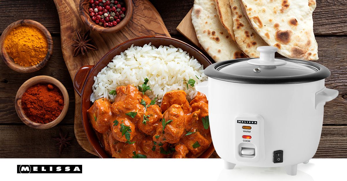 MELISSA 0.6L Rice Cooker & Steamer with Keep-Warm Function, 300W, for 1-2 People, Quick Preparation Without Burning, Non-Stick Coating incl. Steamer Insert