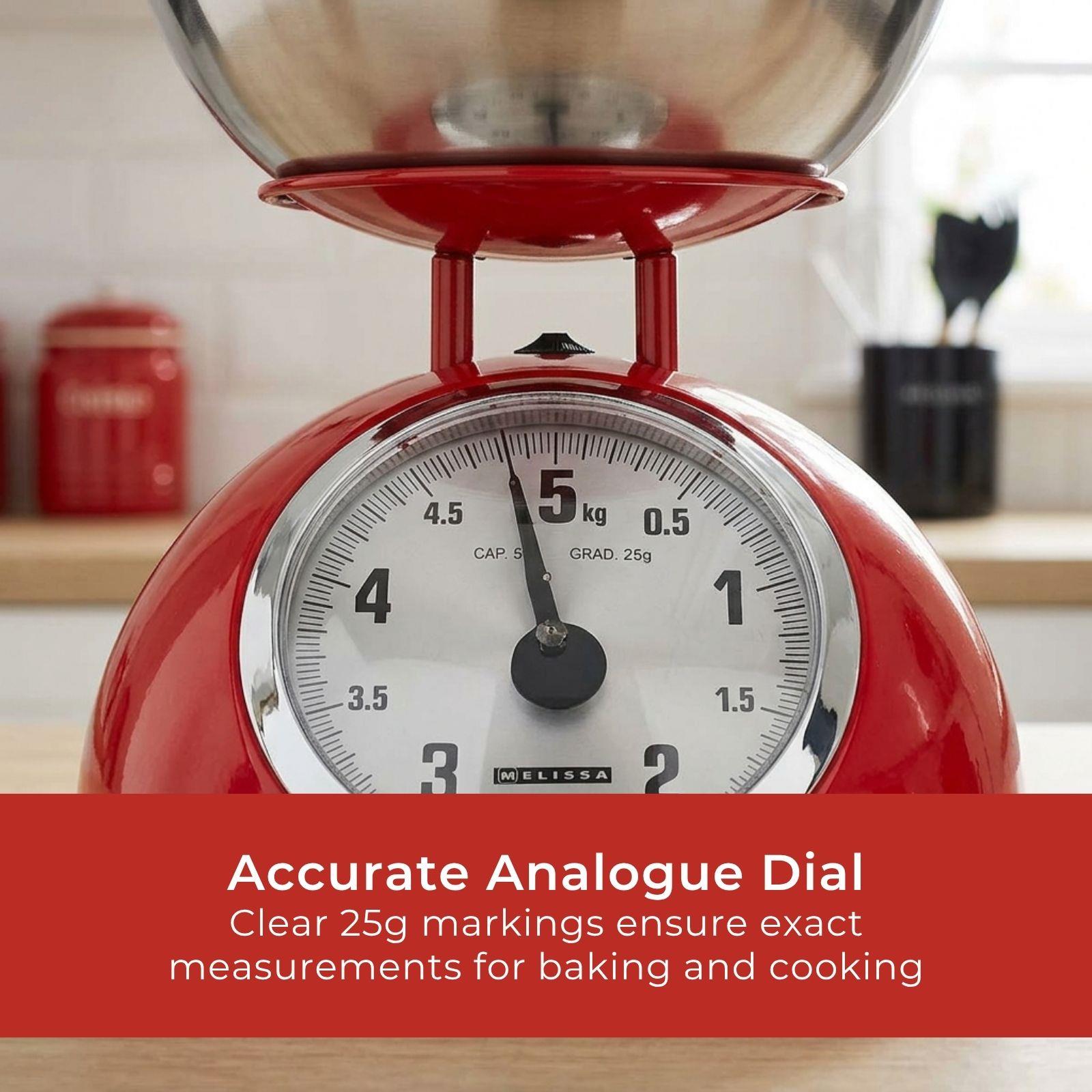 MELISSA Retro Traditional Vintage Metal Mechanical Weight Baking 5kg Kitchen Scale Red