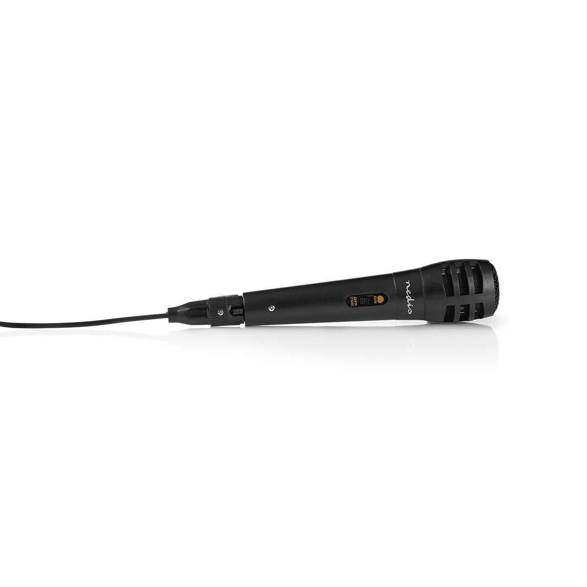 Nedis Uni-Directional Wired 6.5mmm Dynamic Microphone, On /Off, sensitivity 72dB +/- 3dB, 80Hz-13kHz, Wired 5m - Metal Black
