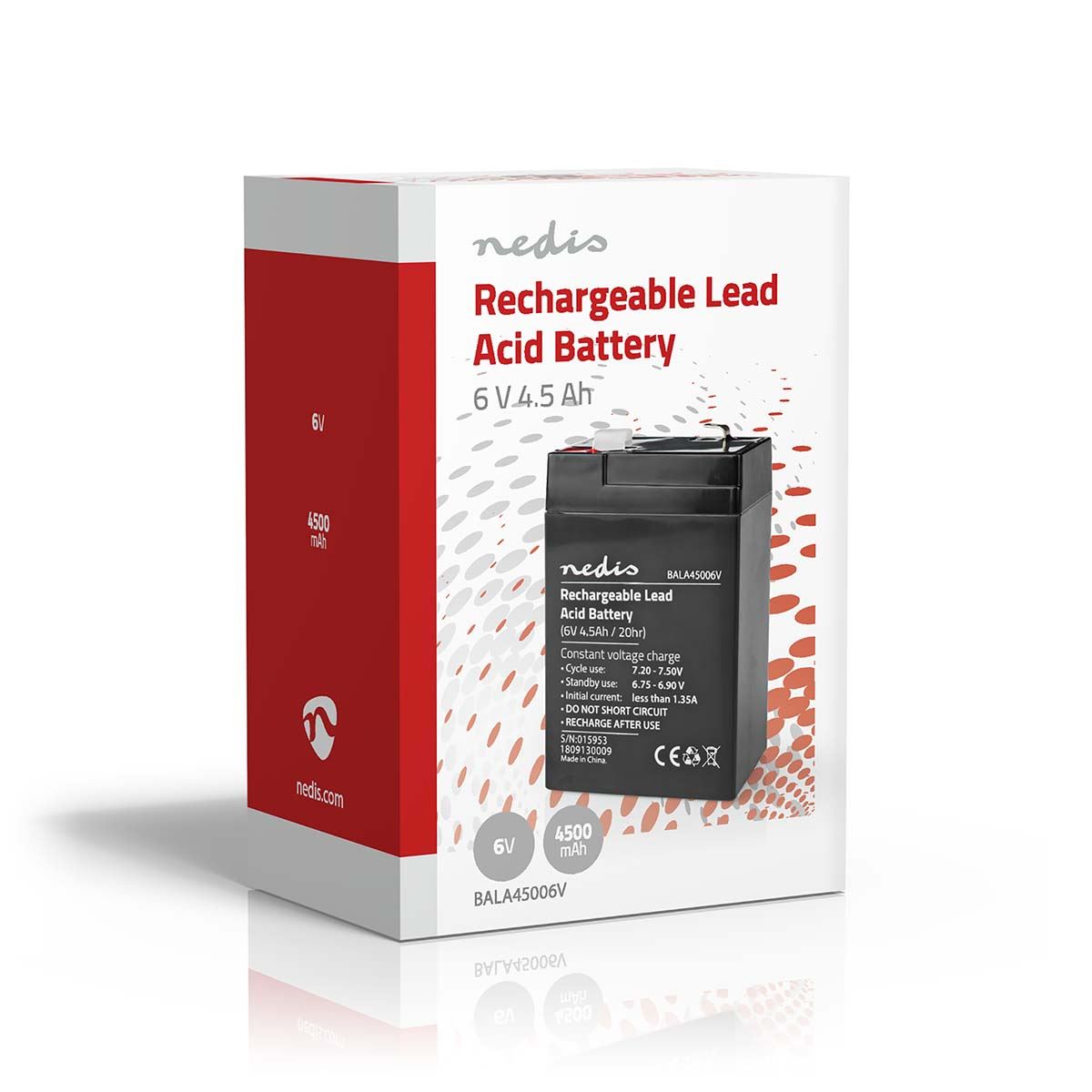 Nedis Battery | Lead-Acid | Rechargeable | 6 V | 4500 mAh