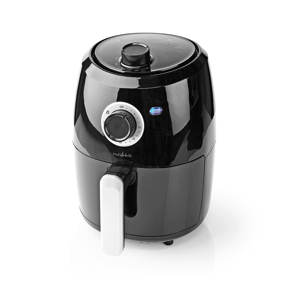 Nedis 2.4L Hot Air Fryer, Adjustable Temperature, 30 Min Timer - For Baking, Grilling, Frying & Roasting with Rapid Air Circulation, Uses Minimal Oil for Up to 90% Less Fat