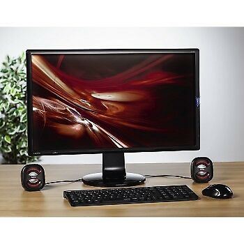 Hama 6w 3.5mm Speakers Laptop Portable Sound Music Desktop TV Speakers Black/Red
