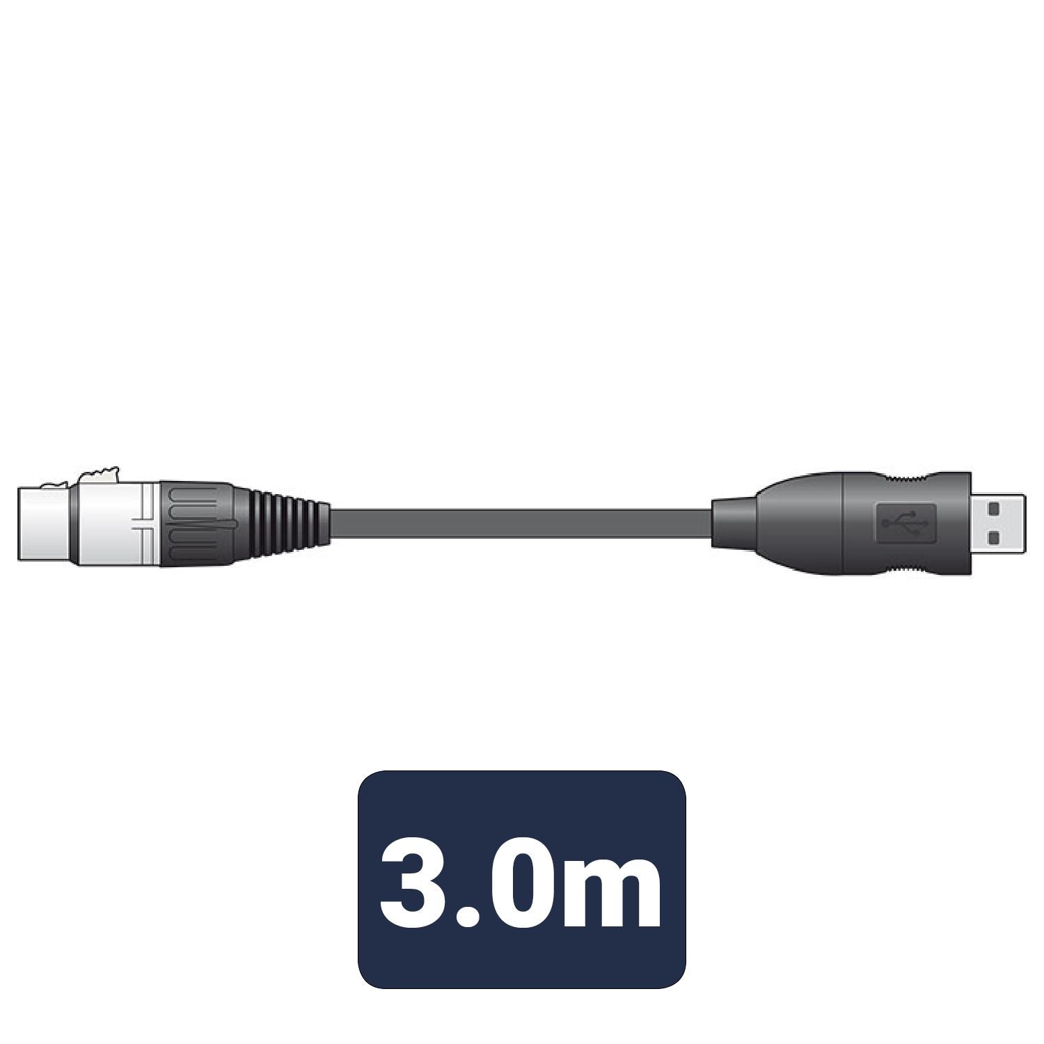 Citronic 3m XLR Female to USB A Male Mic Link Cable for Microphone Recording