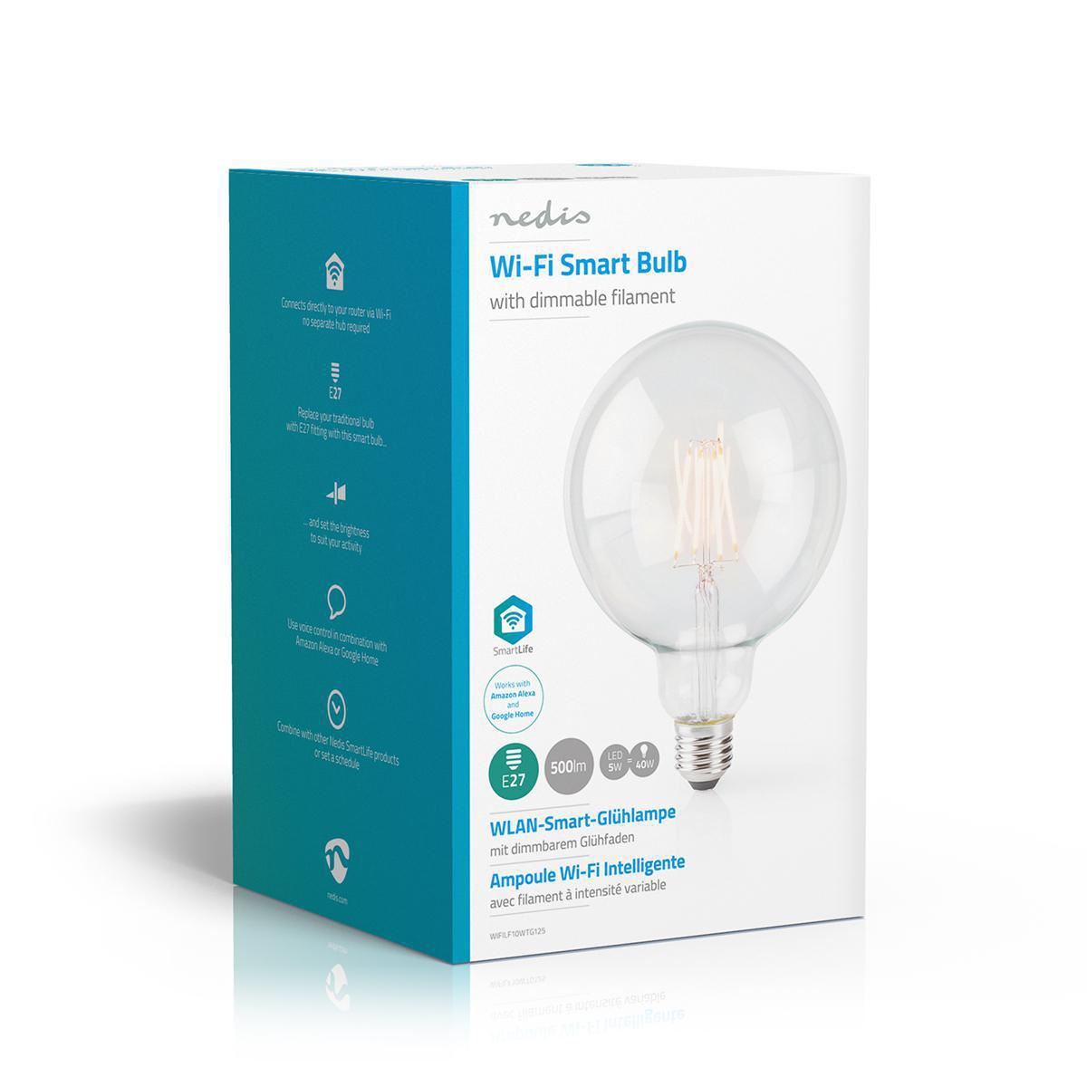 Nedis SmartLife LED Filament Bulb | E27 | 500 lm | 5 W | Warm White | 2700 K | Glass | Android™ / IOS | G125 | 1 pcs
