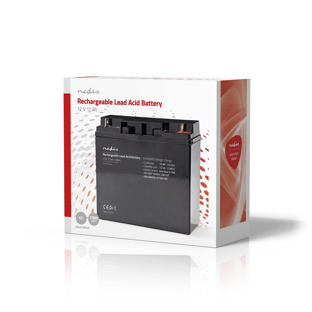 Nedis Battery | Lead-Acid | Rechargeable | 12 V | 17000 mAh