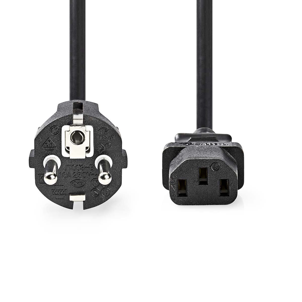Nedis Power Cable | Plug with earth contact male | IEC-320-C13 | Straight | Straight | Nickel Plated | 5.00 m | Round | PVC | Black