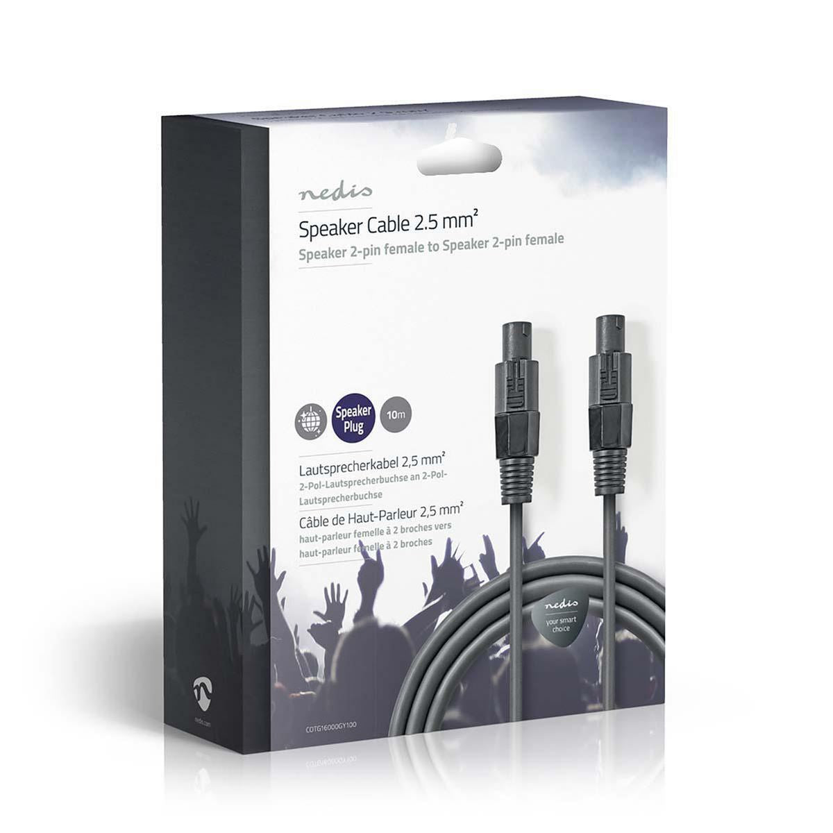 Nedis Speaker Cable | 48 x 0.20 mm | Full Copper| 10.0 m | Round | PVC | Dark Grey | Gift Box