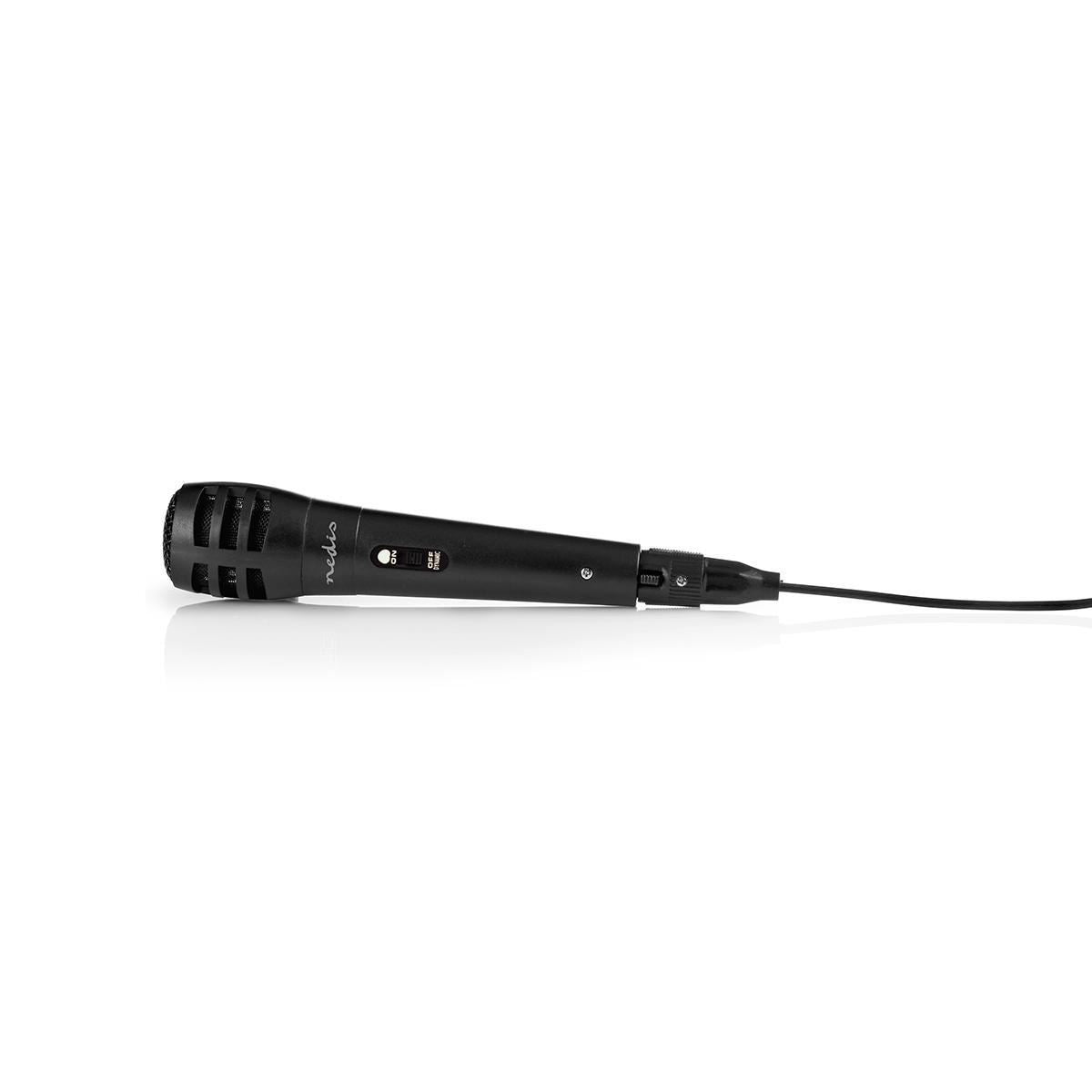 Nedis Uni-Directional Wired 6.5mmm Dynamic Microphone, On /Off, sensitivity 72dB +/- 3dB, 80Hz-13kHz, Wired 5m - Metal Black