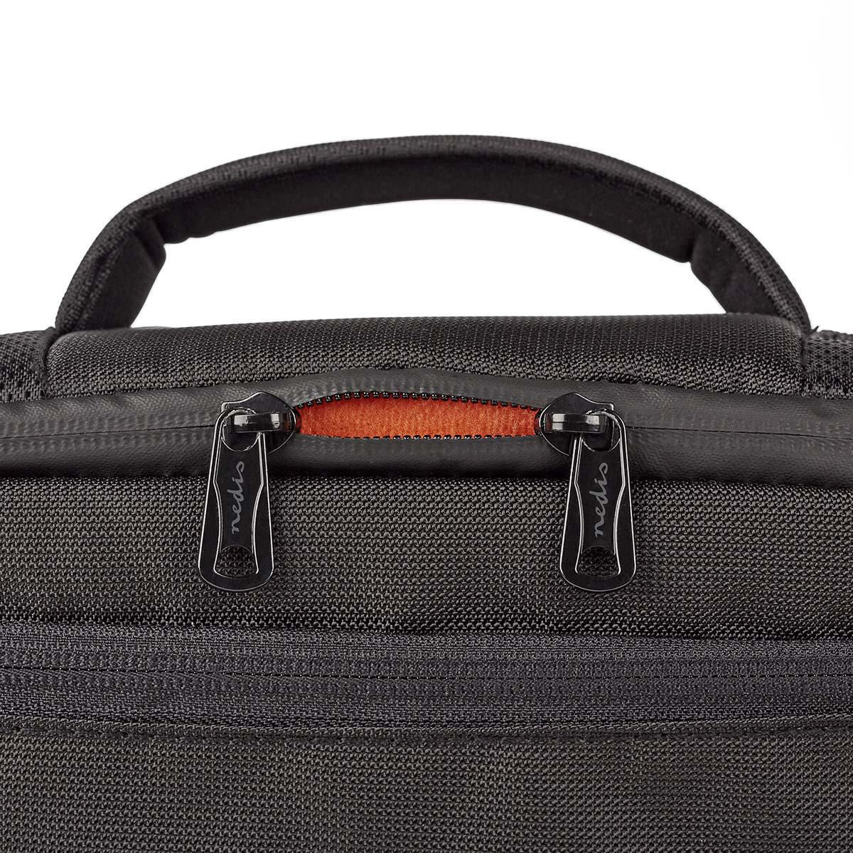 Nedis DSLR Camera Bag Shoulder Bag with 8 Compartments| Water-repellent Hood, 190 mm x 120 mm x 220 mm - Black / Orange