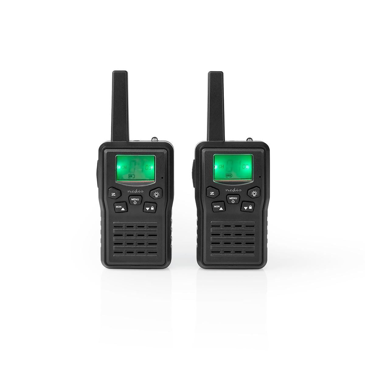 Nedis Walkie Talkies for Adults Long Range Two Way Radios - PMR Walky Talky PTT VOX Easy to Use 8 Ch | 10km | 6 Hour | Charge Base| Black