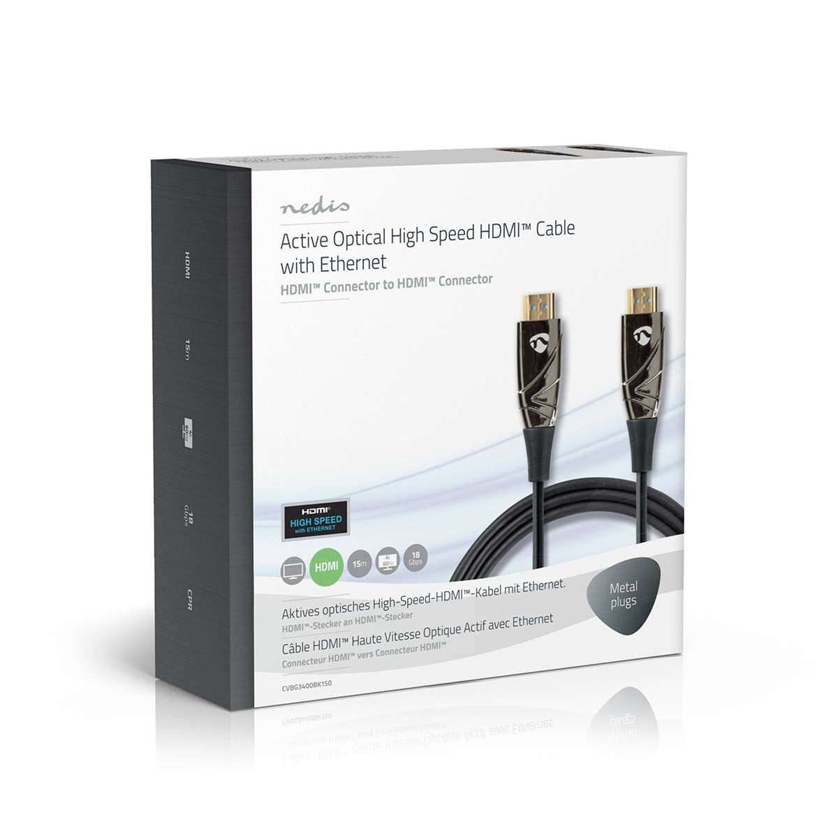 Nedis Active Optical High Speed HDMI™ Cable with Ethernet | HDMI™ Connector | HDMI™ Connector | 4K@60Hz | 18 Gbps | 15.0 m | Round | PVC | Black | Gift Box