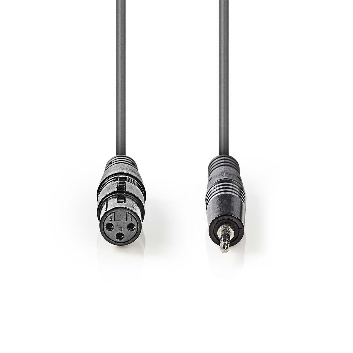 Nedis Balanced Audio Cable | XLR 3-Pin Female | 3.5 mm Male | Nickel Plated | 1.00 m | Round | PVC | Dark Grey | Carton Sleeve