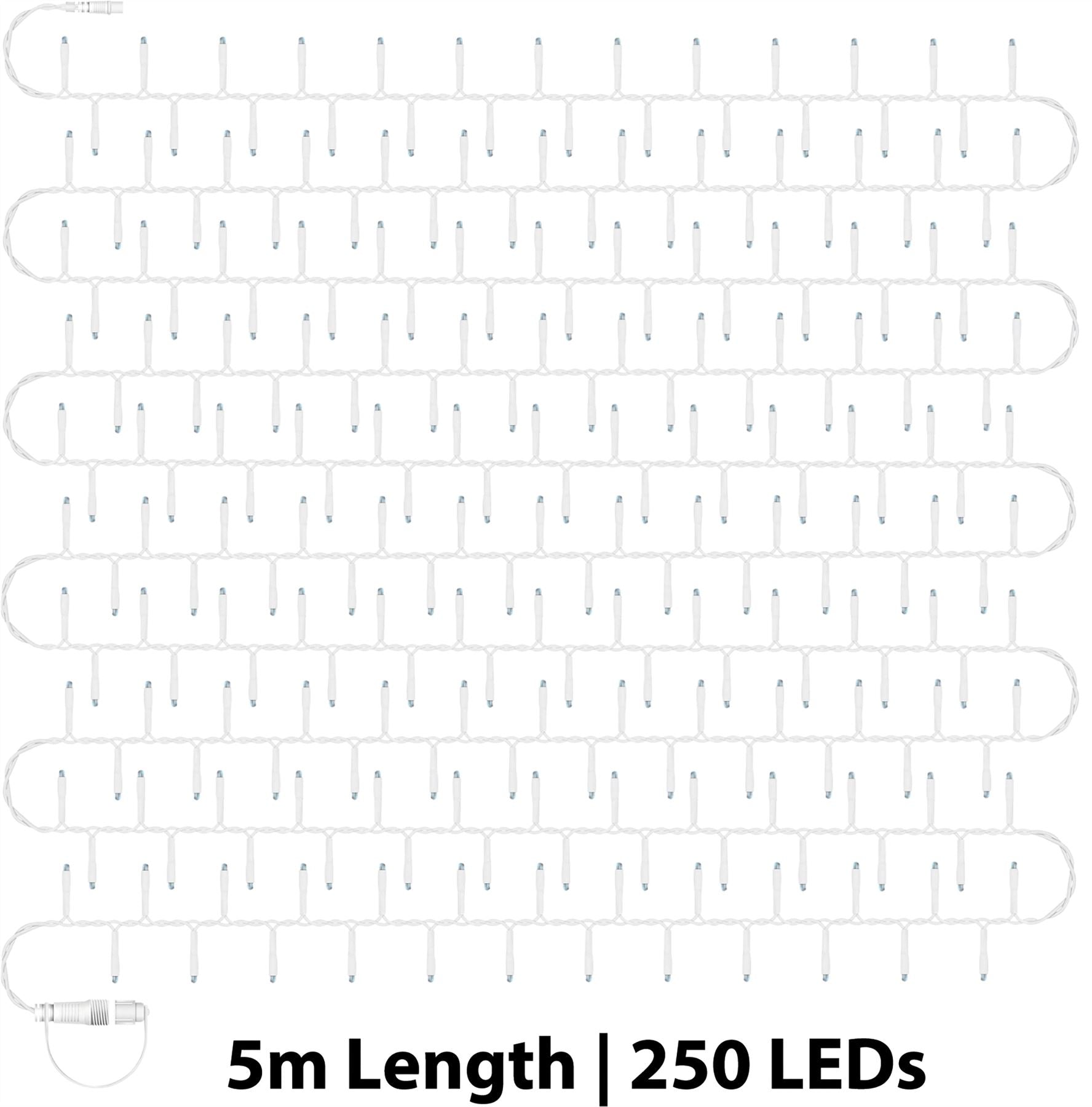 5m Easy-Connect Copper Gold Warm White 250 LED Cluster String Lights With Interconnectable White Rubber Cable