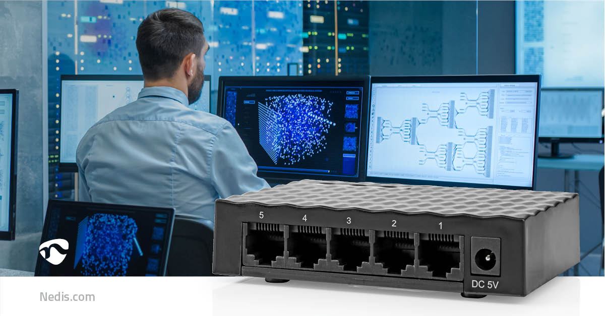 Nedis Network Switch | Wired speed: Gigabit | Number of ethernet ports: 5