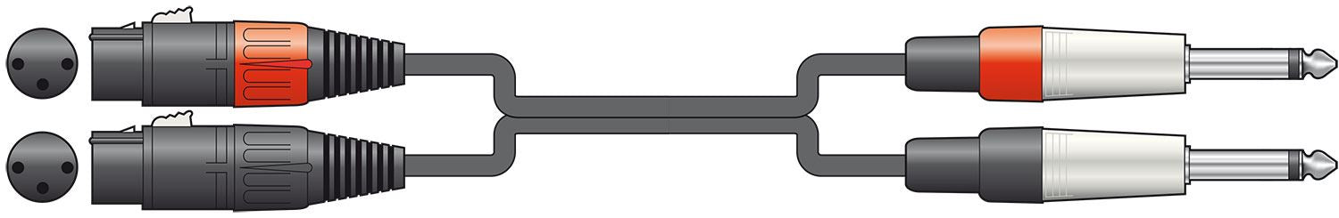 Citronic 0.75m Classic 2 x Female XLR to 2 x 6.35mm 1/4" Mono Jack Twin Lead / Audio Patch Cable