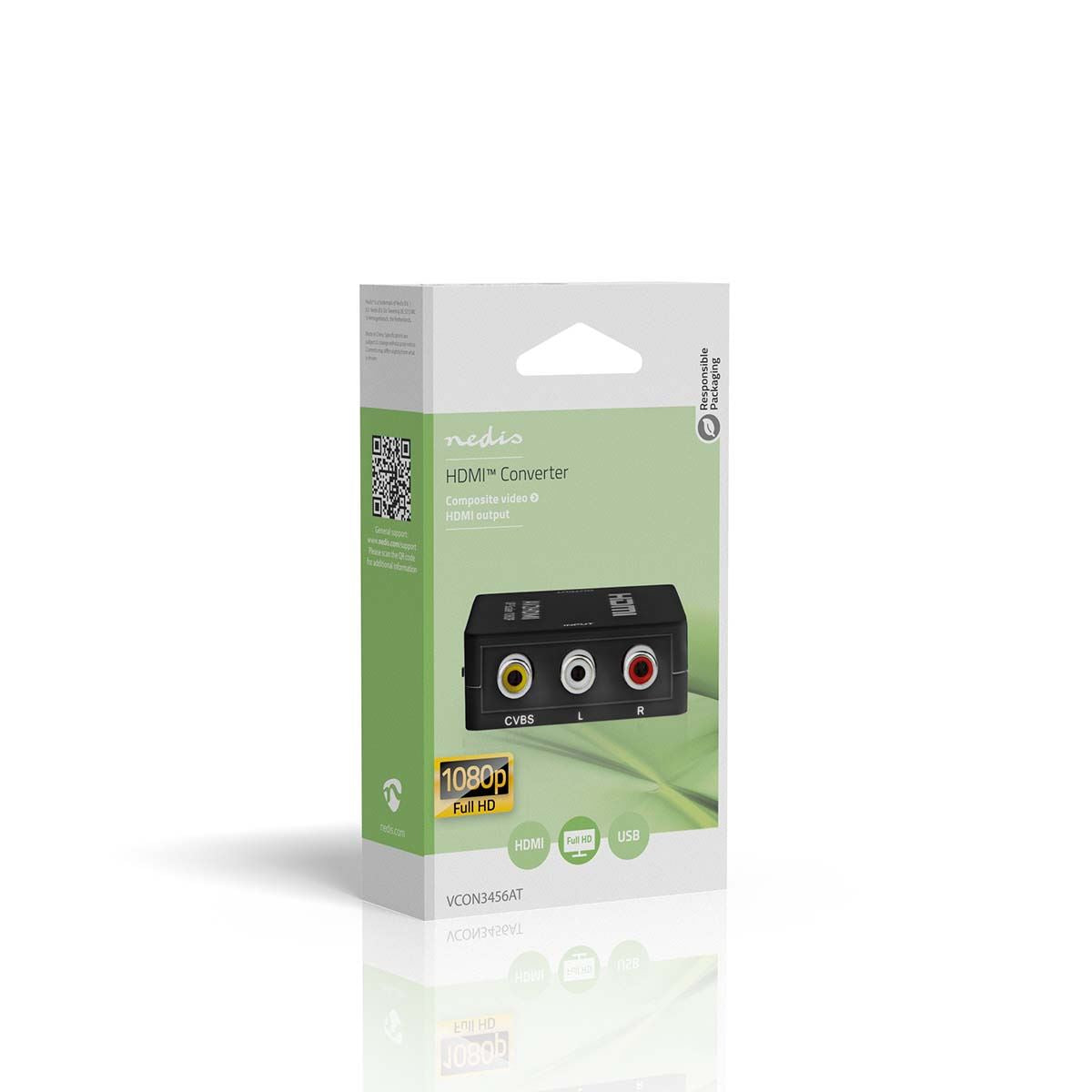 Nedis HDMI™ Converter | 3x RCA Female | HDMI™ Output | 1-way | 1080p | 1.65 Gbps | ABS | Anthracite