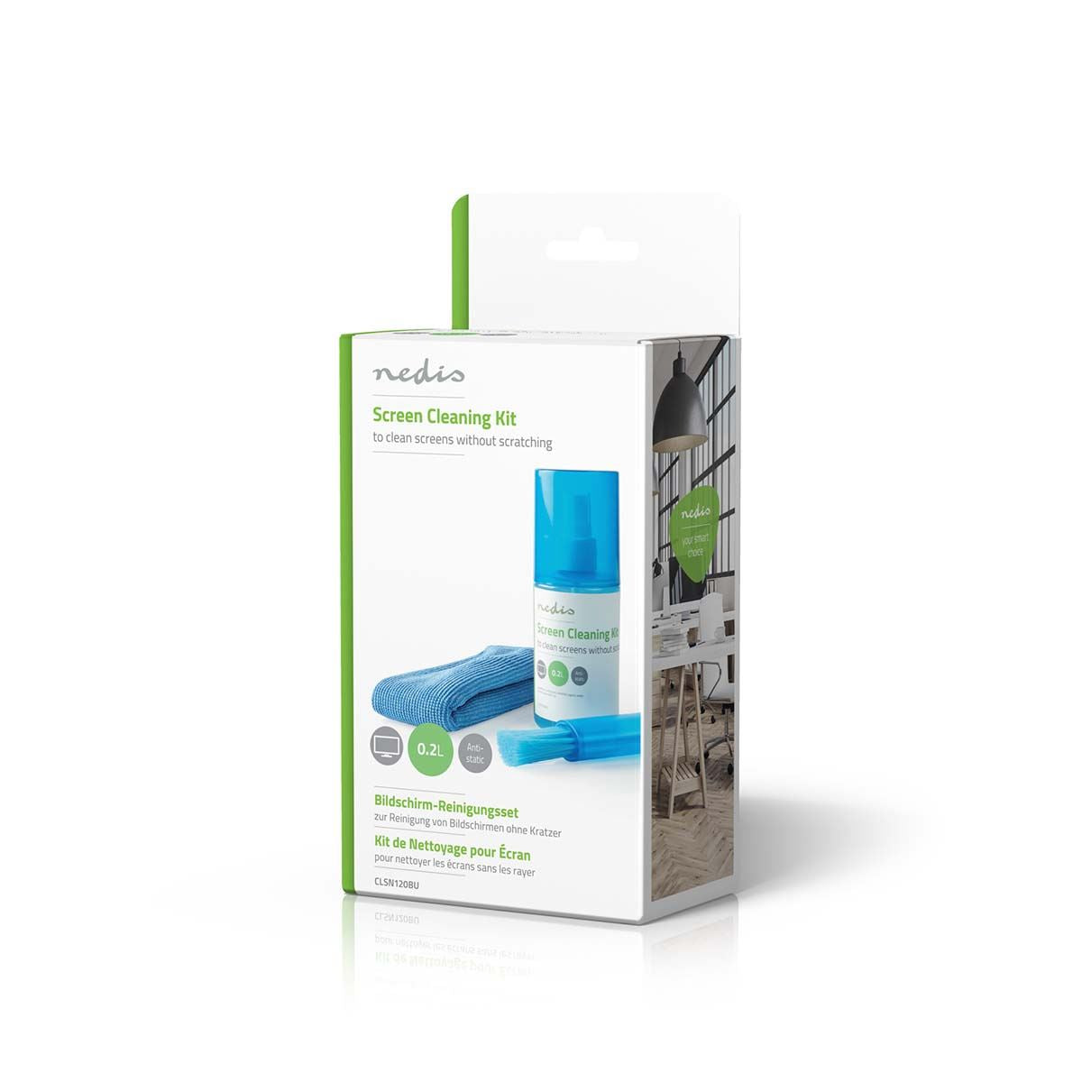 Nedis Screen Cleaner Kit for TV, PC, Smartphone & Tablet, 200 ml Spray, Brush & Pearl Cloth