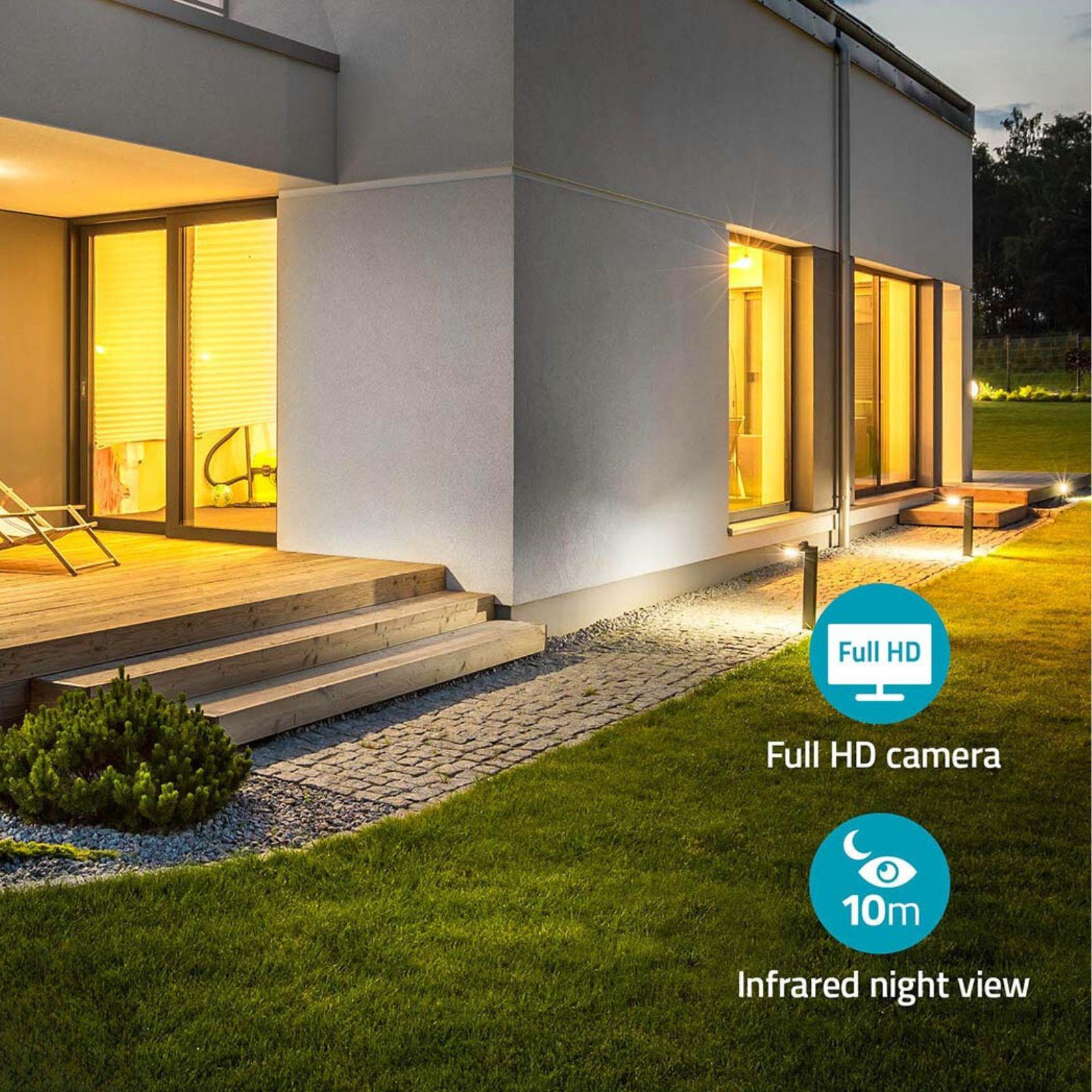 Nedis SmartLife Outdoor Camera Floodlight Security with PIR Motion Sensor, Alarm, Night Vision and 2-Way Audio