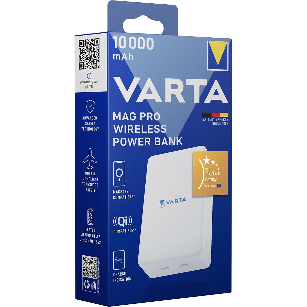Varta Mag Pro Wireless Power Bank White Edition | 10000 mAh | Output connection: Wireless Mag Pro / 1 x USB-C™
