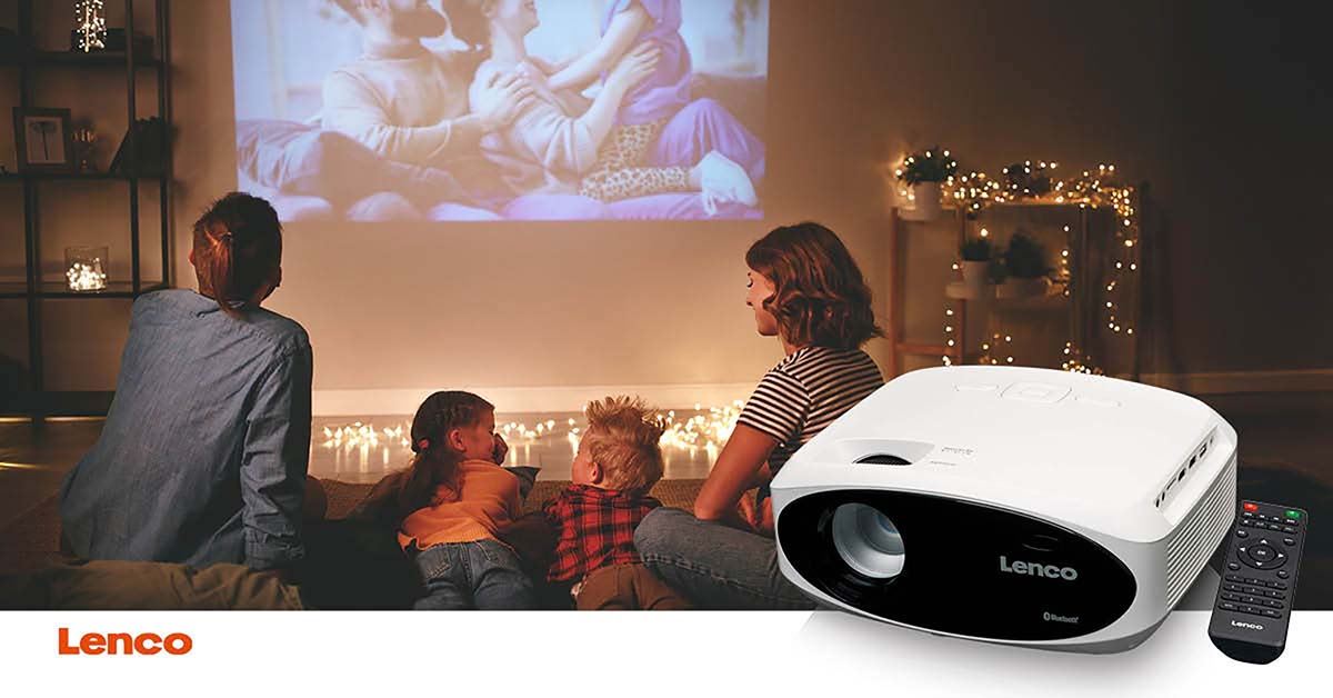 Lenco LCD Projector and Bluetooth® with high resolution, supports Full HD 1080P content White