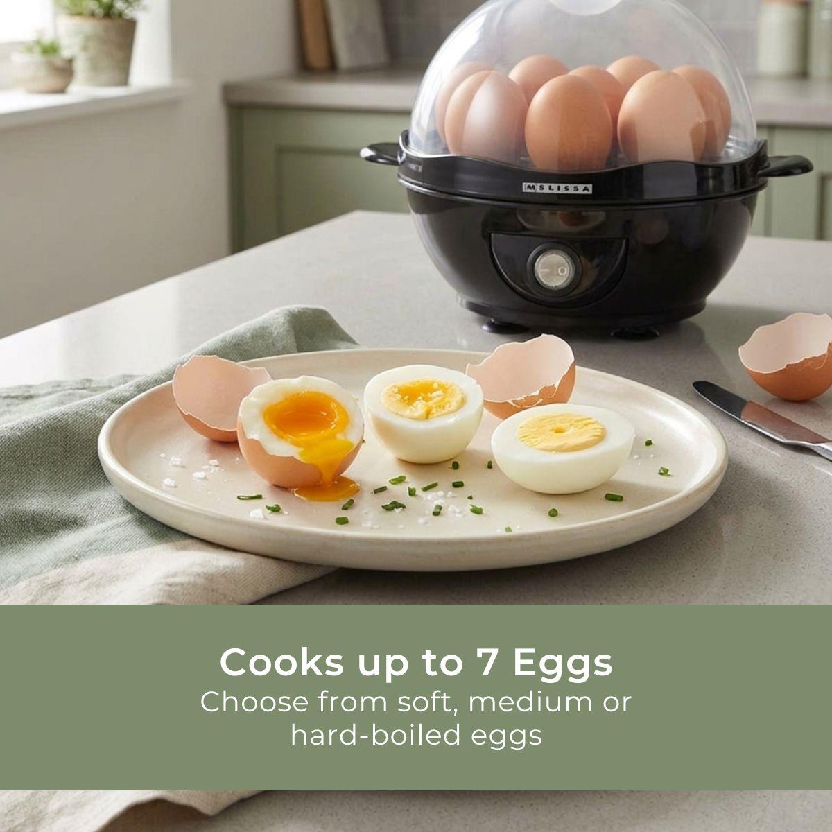 MELISSA Electric Egg Boiler Steamer for Eggs 360W Automatic Egg Boiler Electronic Omelette Maker Poacher for 7 Soft, Medium & Hard Boiled Eggs